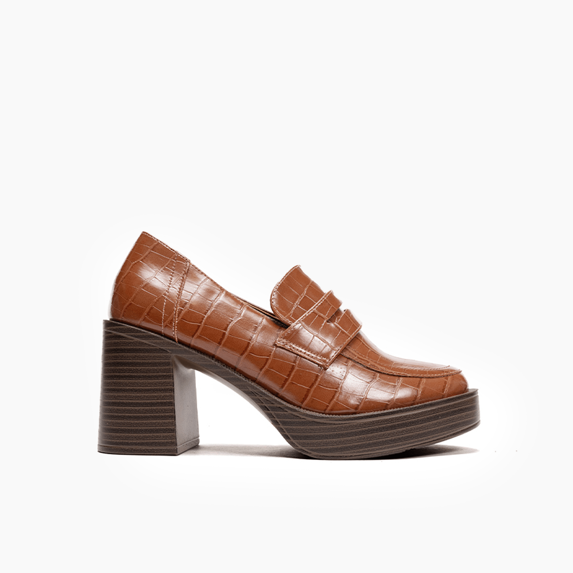 LIKE DREAMS | Harper Faux Croc Loafer Heels