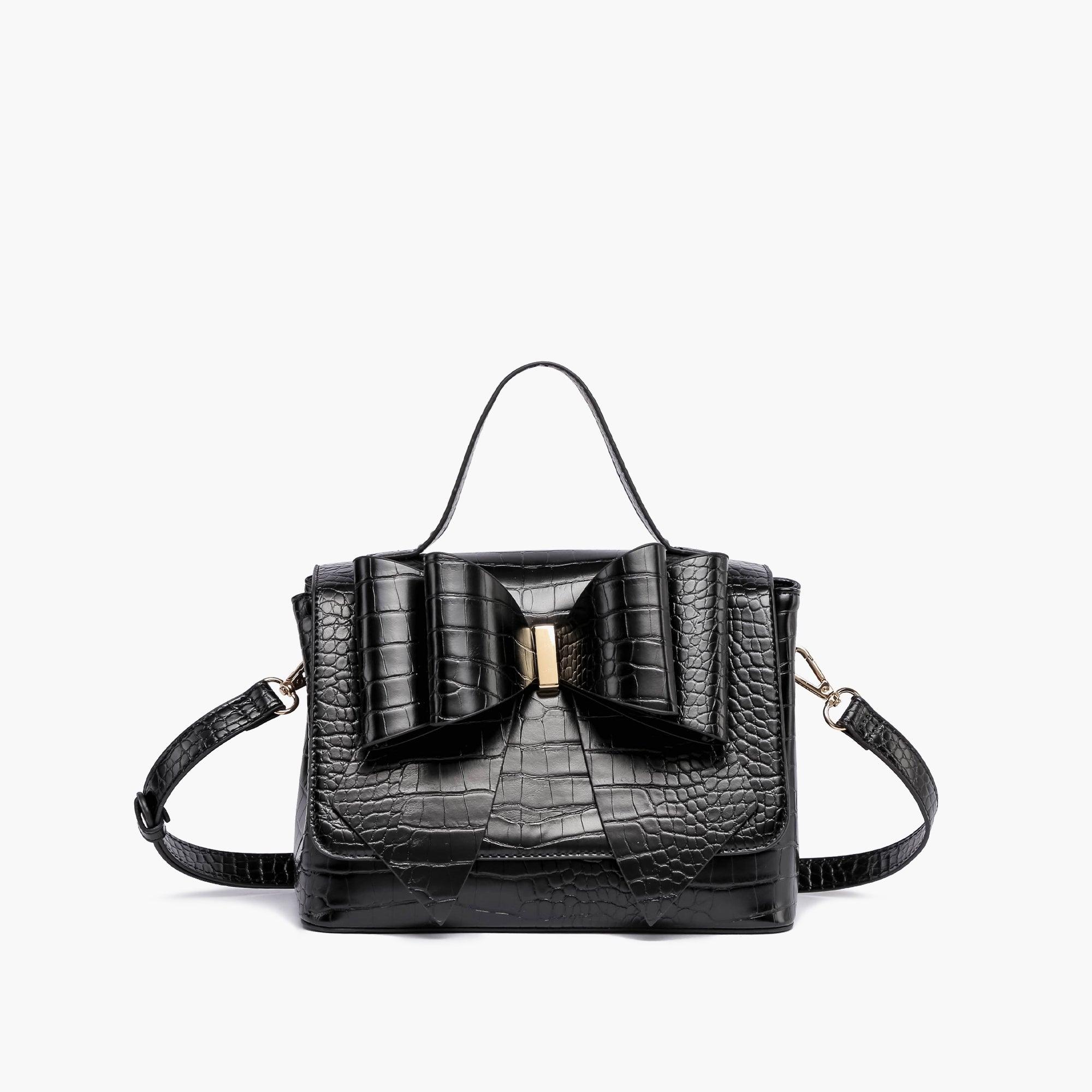Celia Double Bowtie Vegan Embossed Crossbody Bag