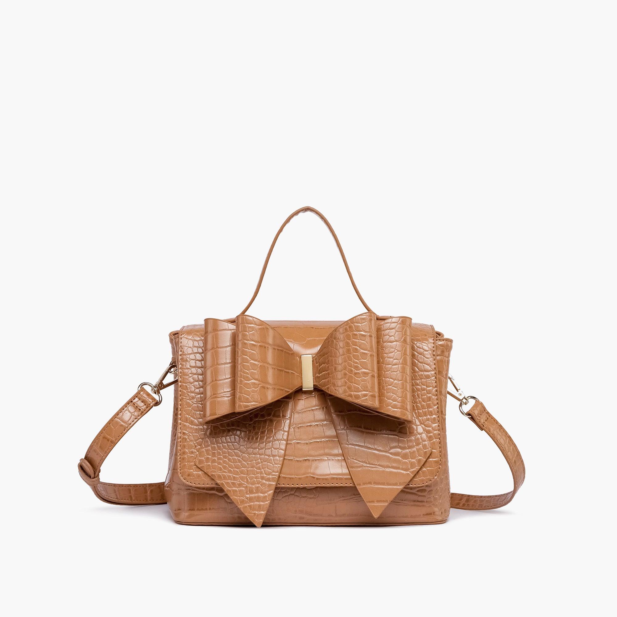 Celia Double Bowtie Vegan Embossed Crossbody Bag