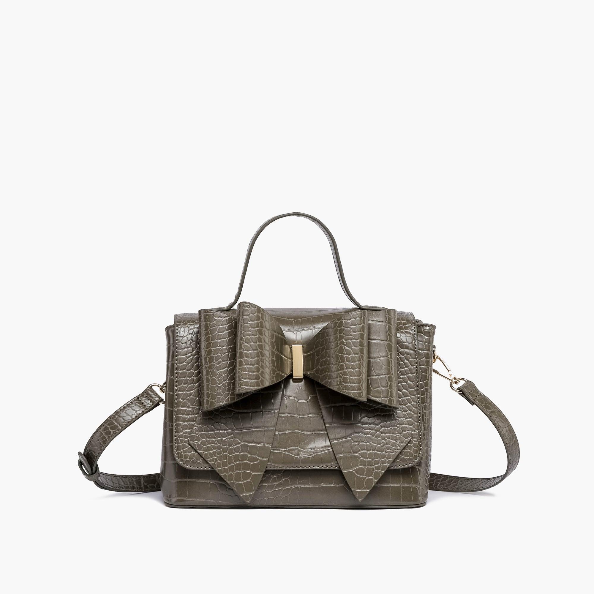 Celia Double Bowtie Vegan Embossed Crossbody Bag