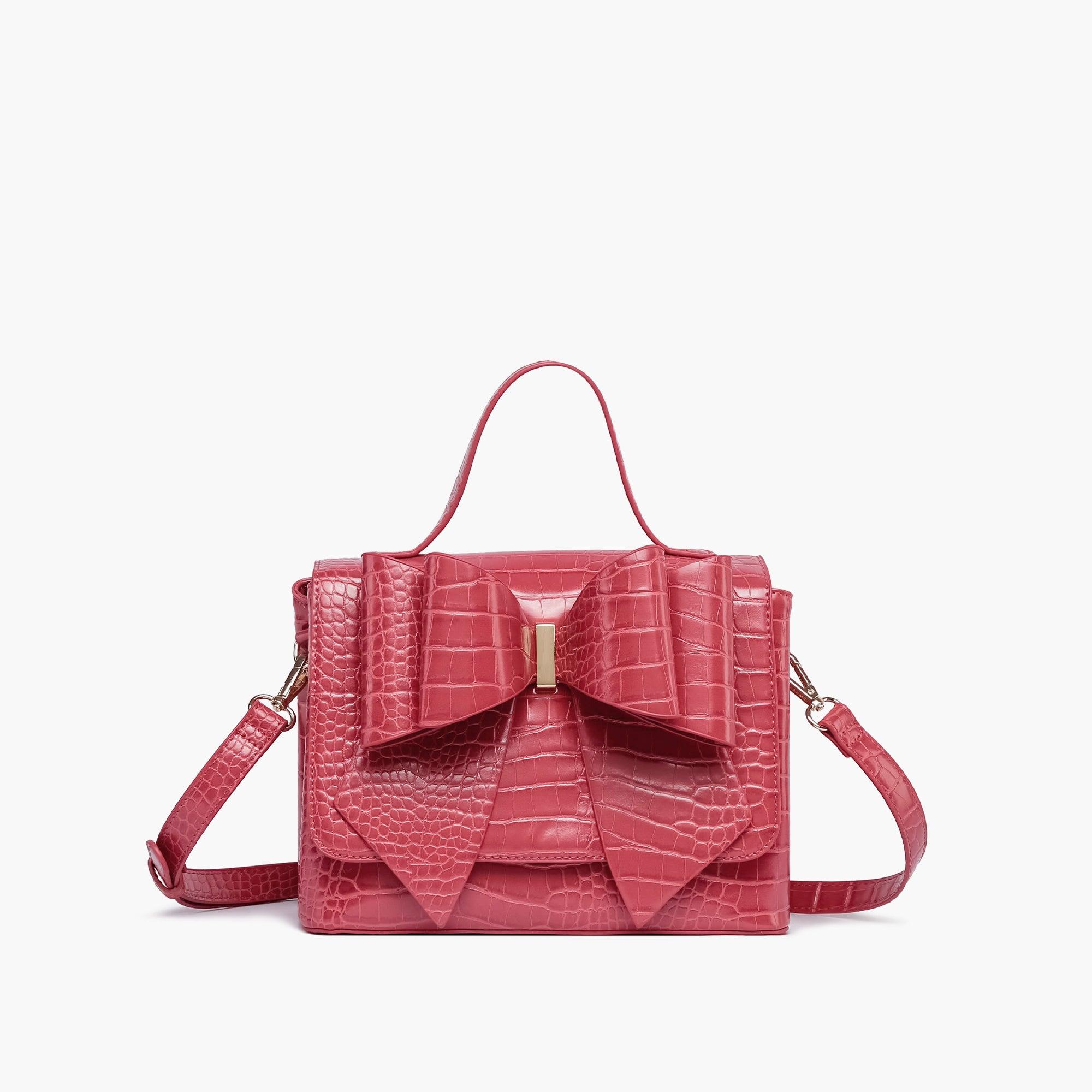 Celia Double Bowtie Vegan Embossed Crossbody Bag