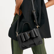 Eva Double Bow Vegan Satchel Crossbody Bag