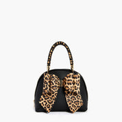 Leopard Top Handle Bow Crossbody Bag