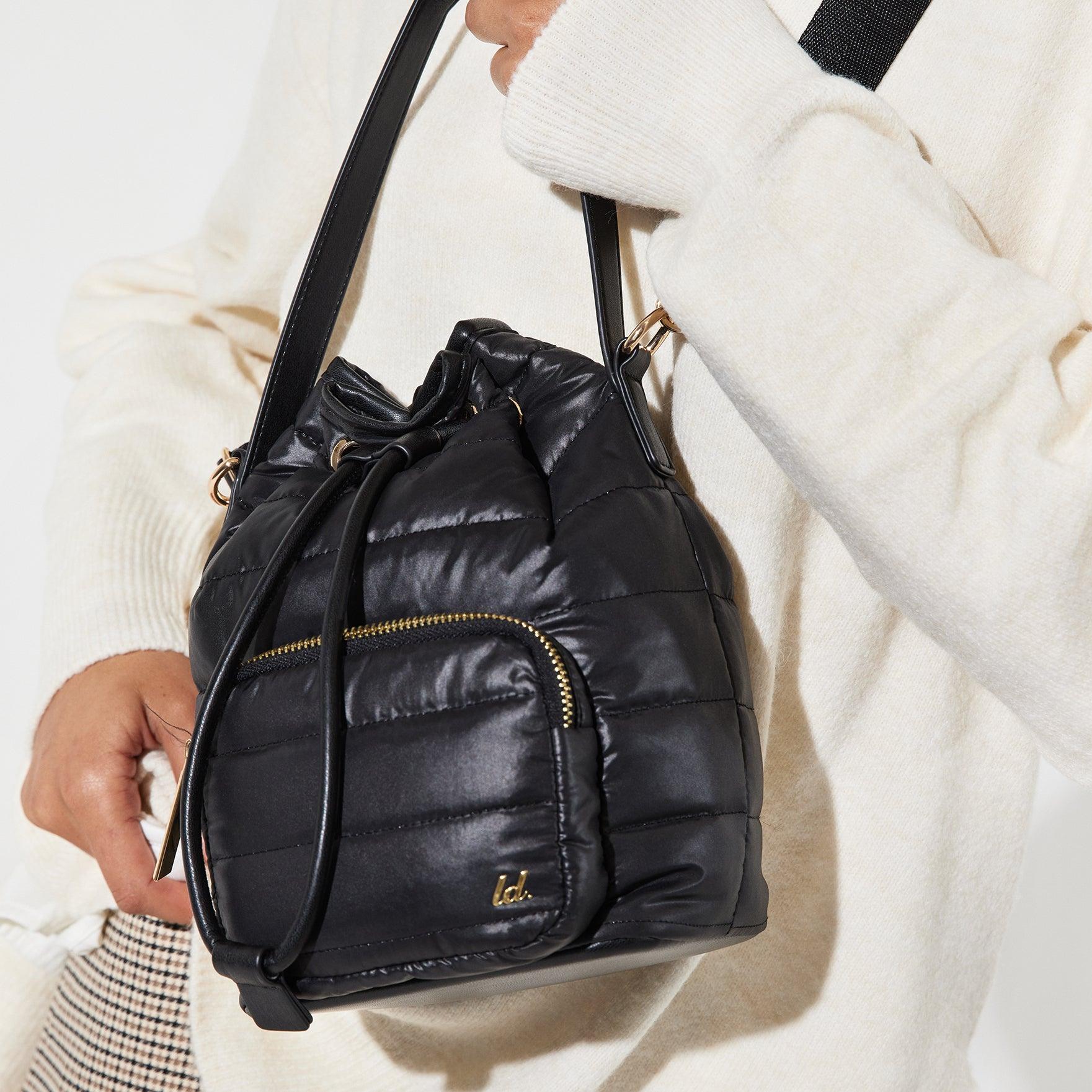 Lucky Quilted Puffer Bucket Crossbody Bag