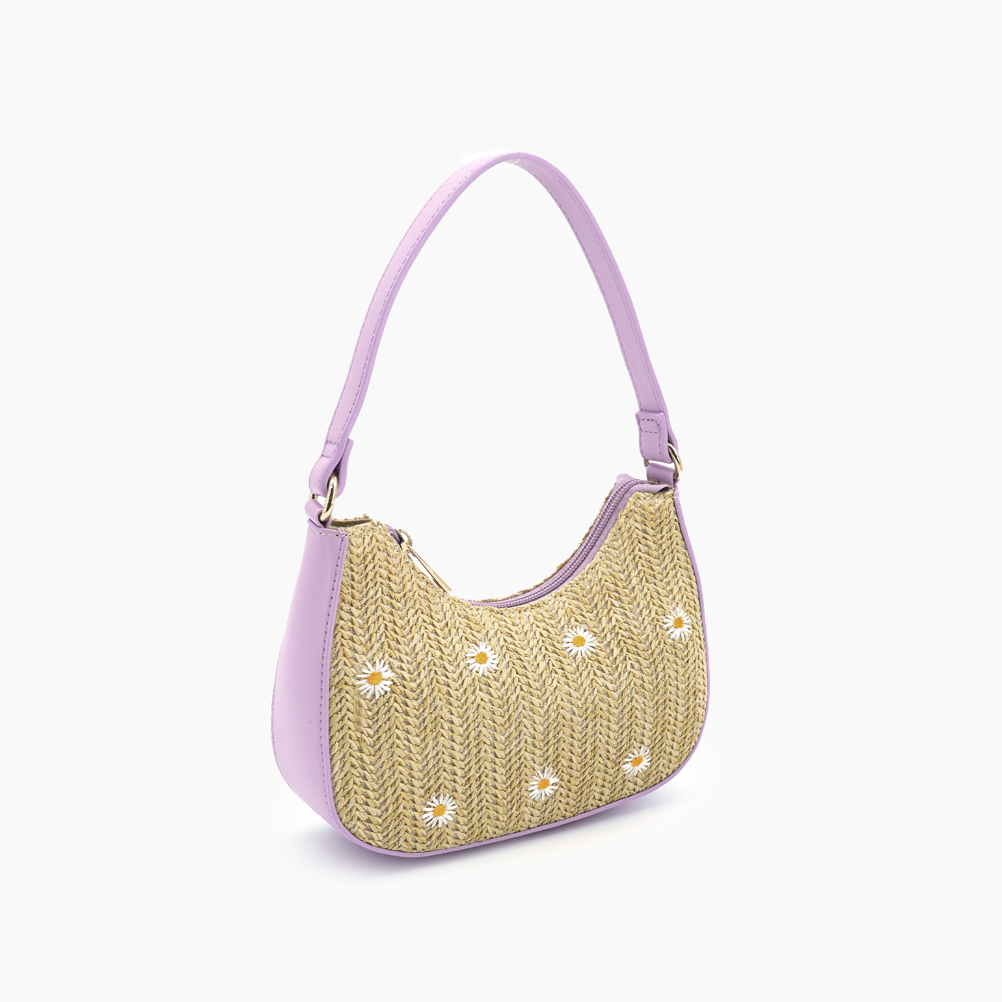Nyomi Floral Straw Top Handle Shoulder Bag