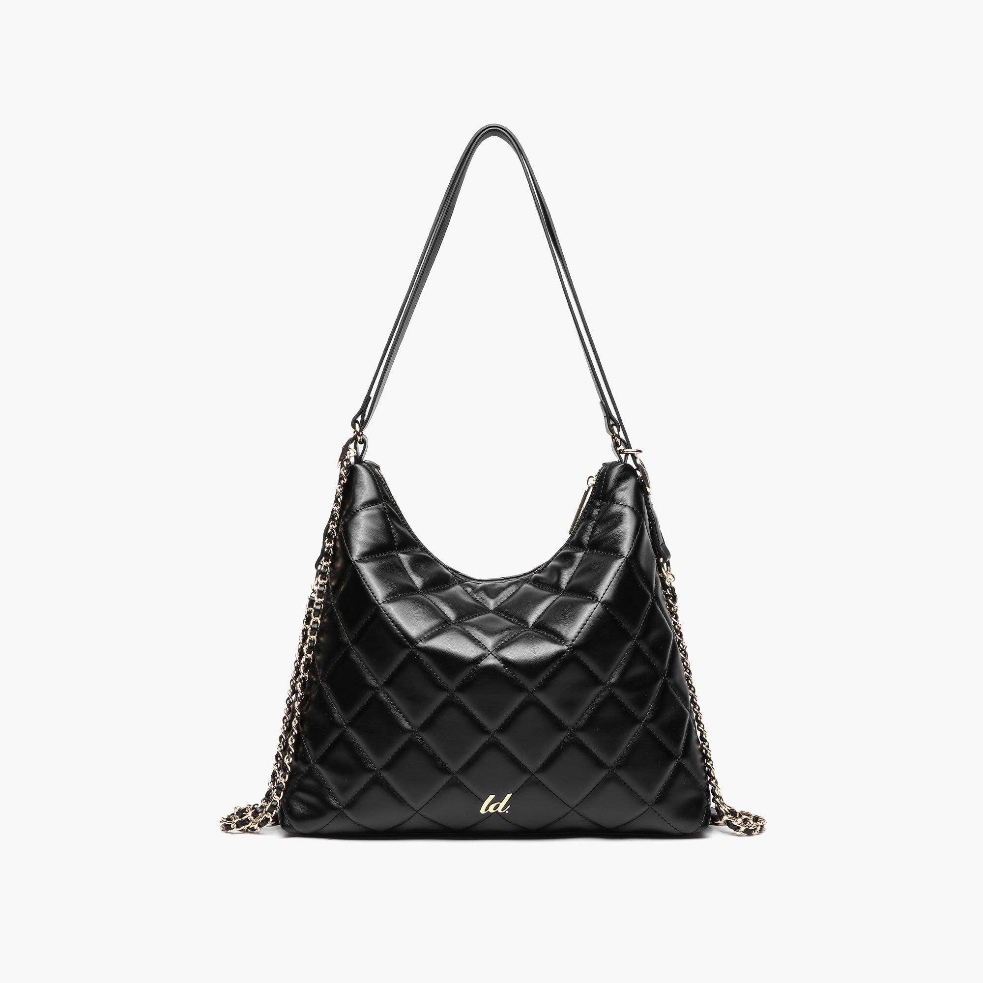 Dream Quilted Convertible Shoulder Bag, Black