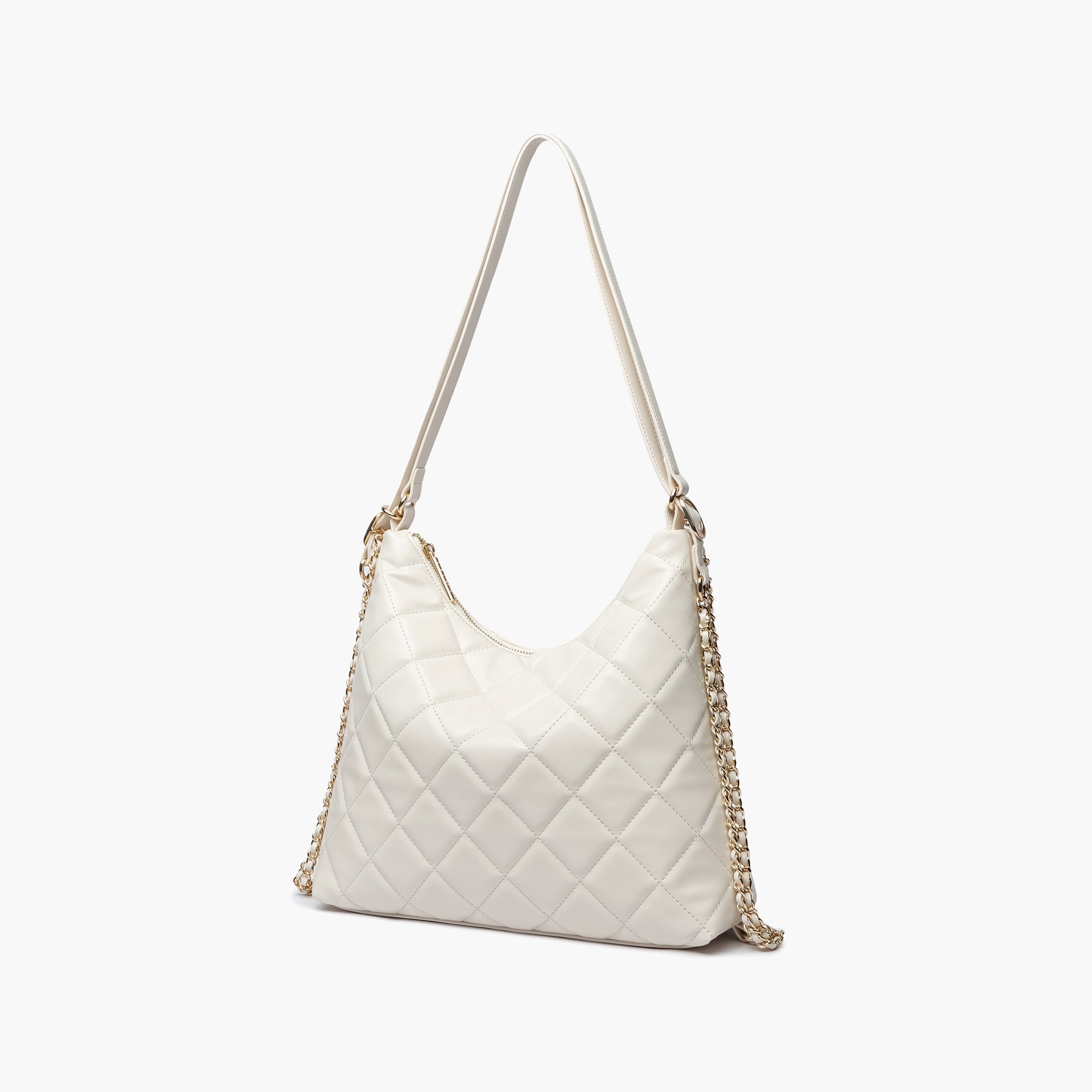 CHANEL French Riviera Quilted Caviar Leather Hobo Bag White