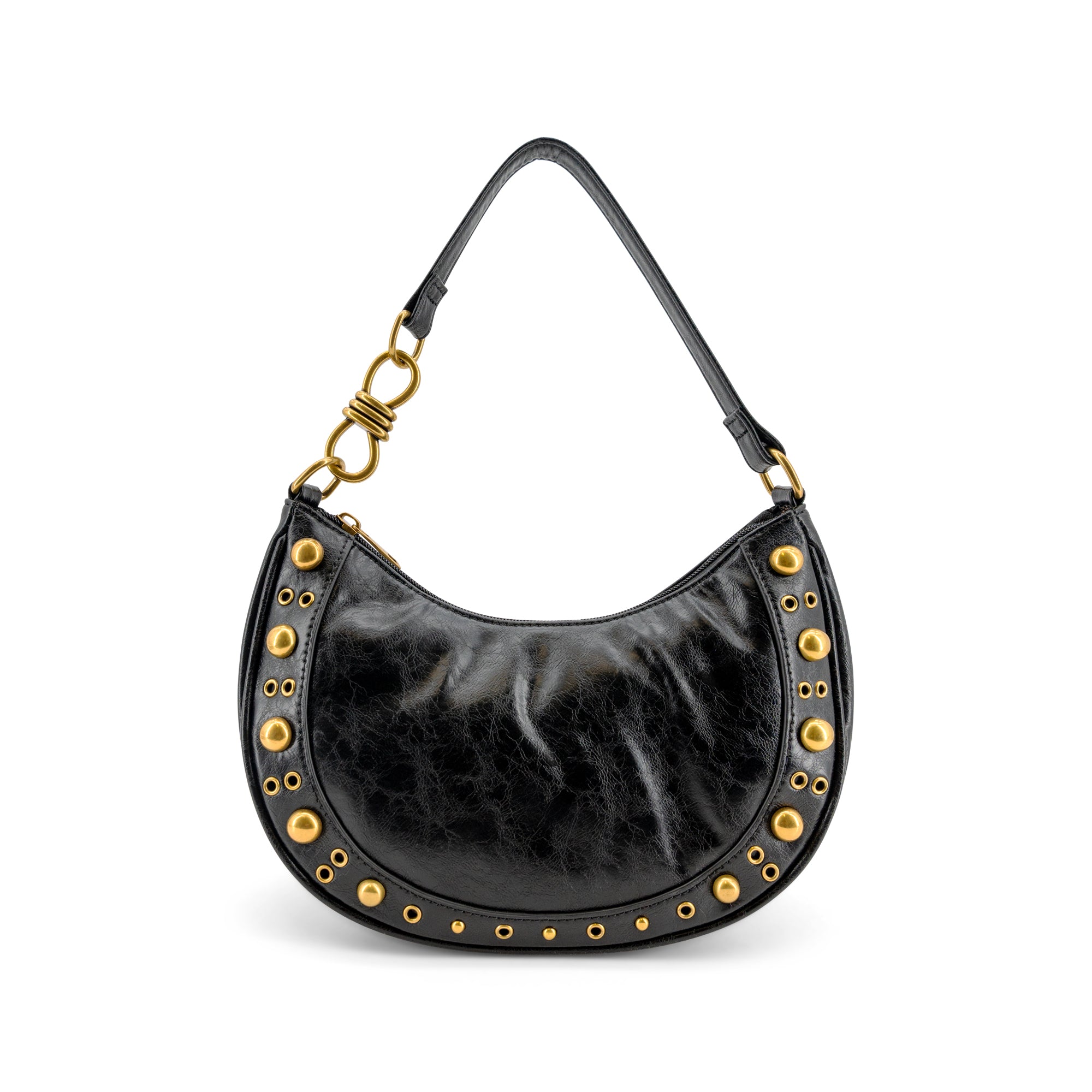 Dune Studded Crescent Shoulder Bag