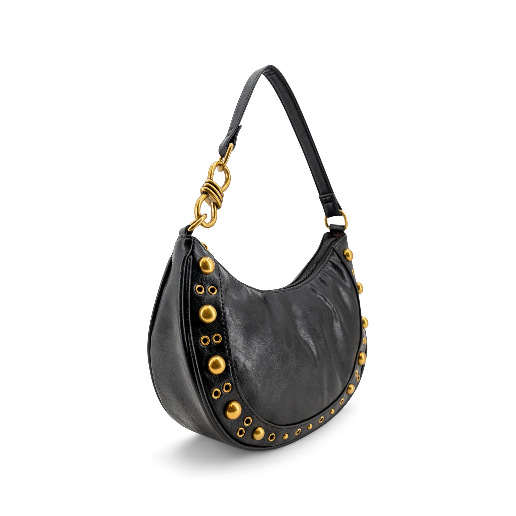 Dune Studded Crescent Shoulder Bag