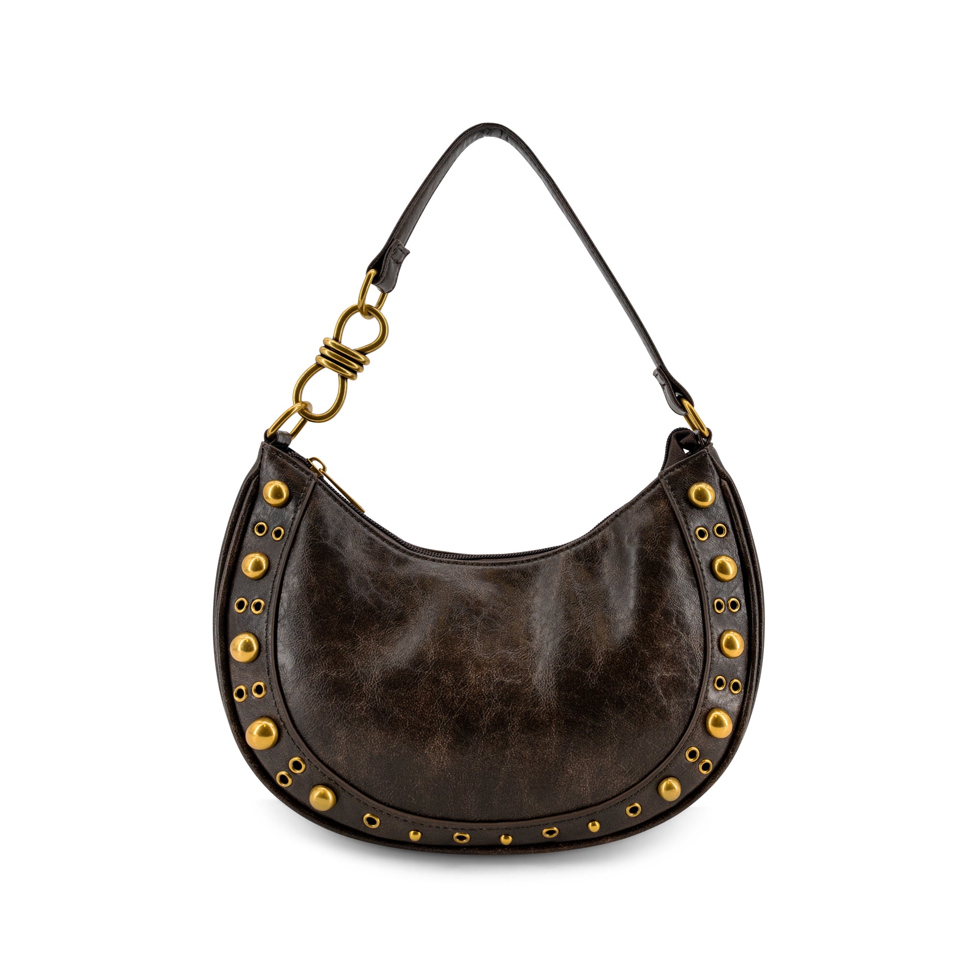 Dune Studded Crescent Shoulder Bag