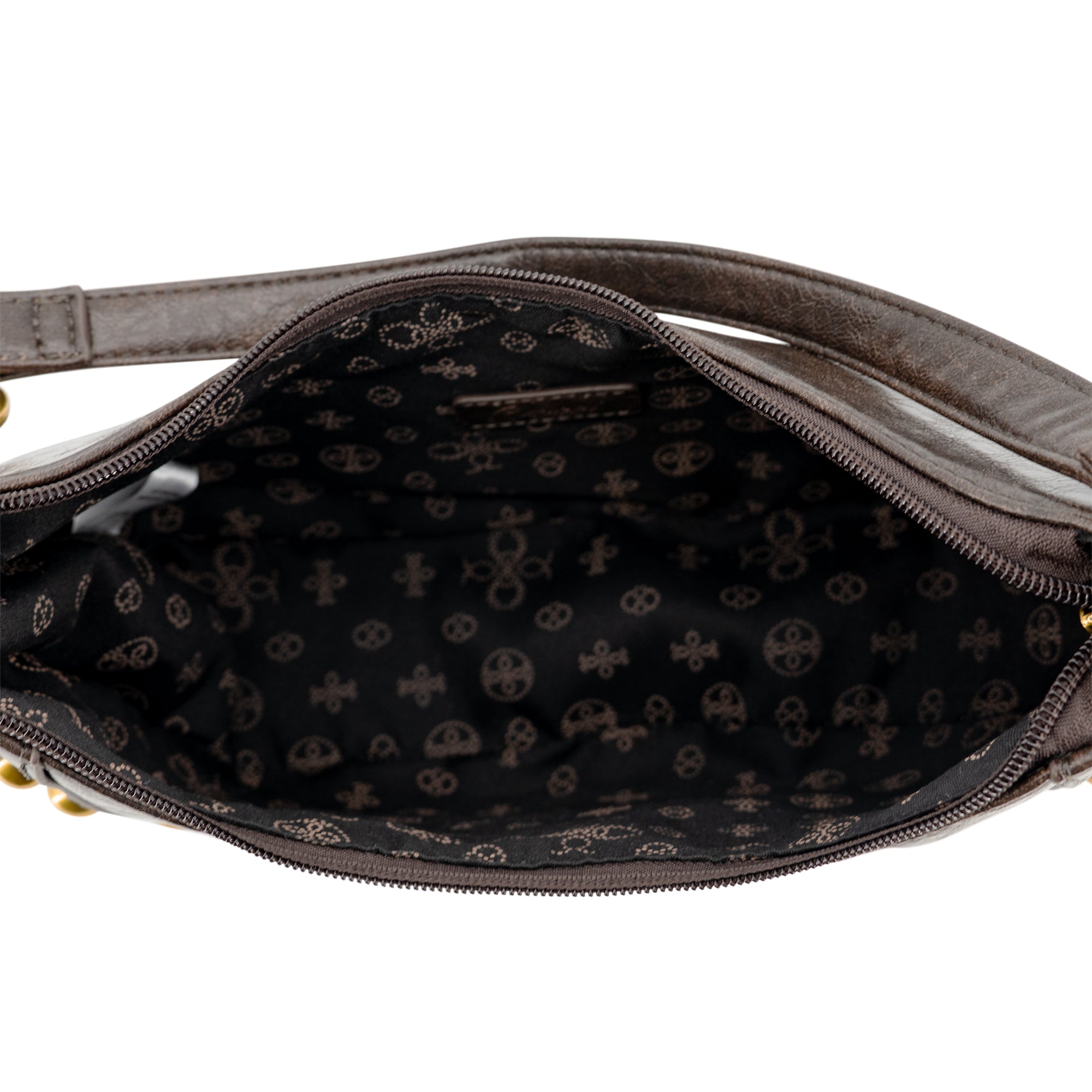 Dune Studded Crescent Shoulder Bag