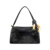 Halo Textured Velvet Shoulder Bag Front View