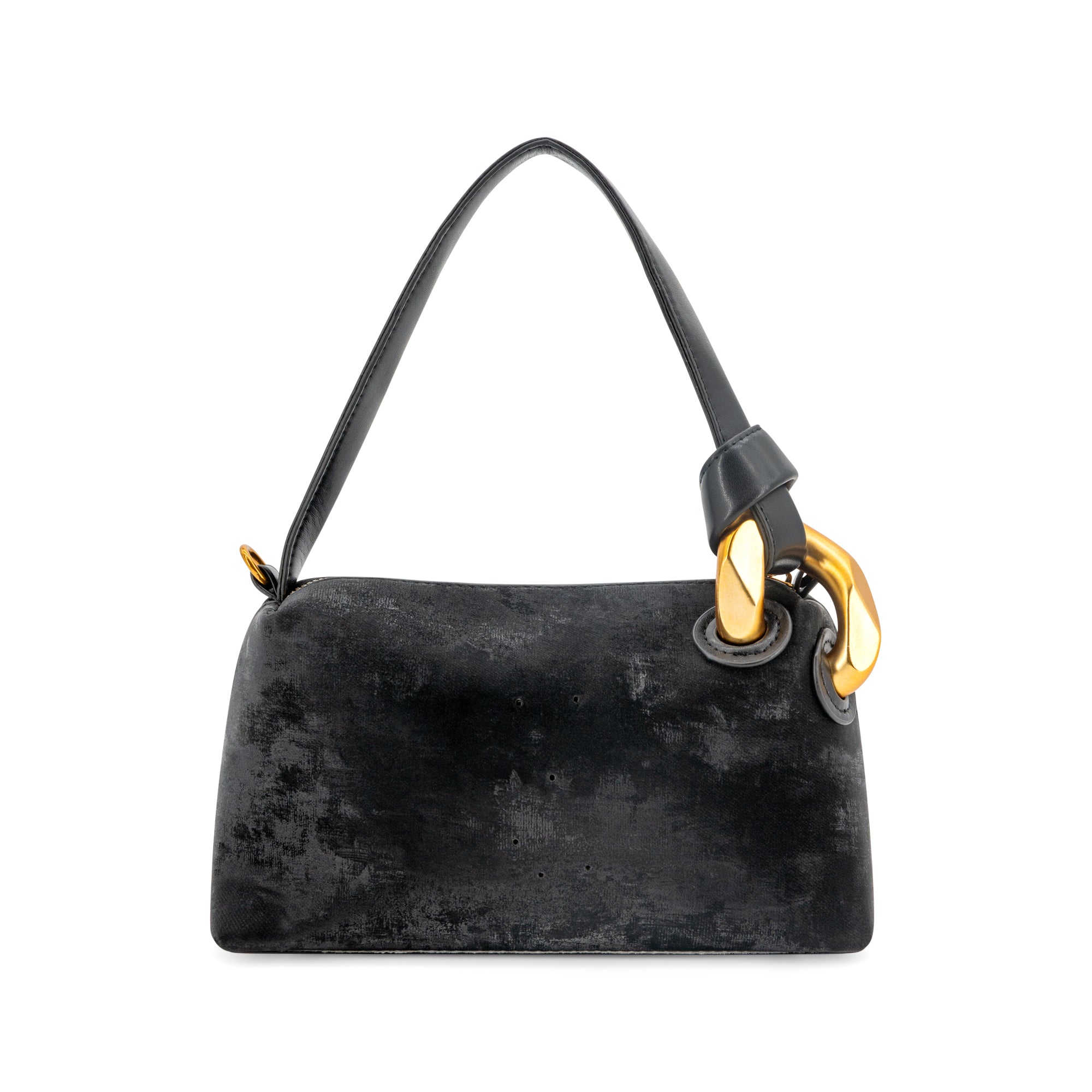 Halo Textured Velvet Shoulder Bag Front View