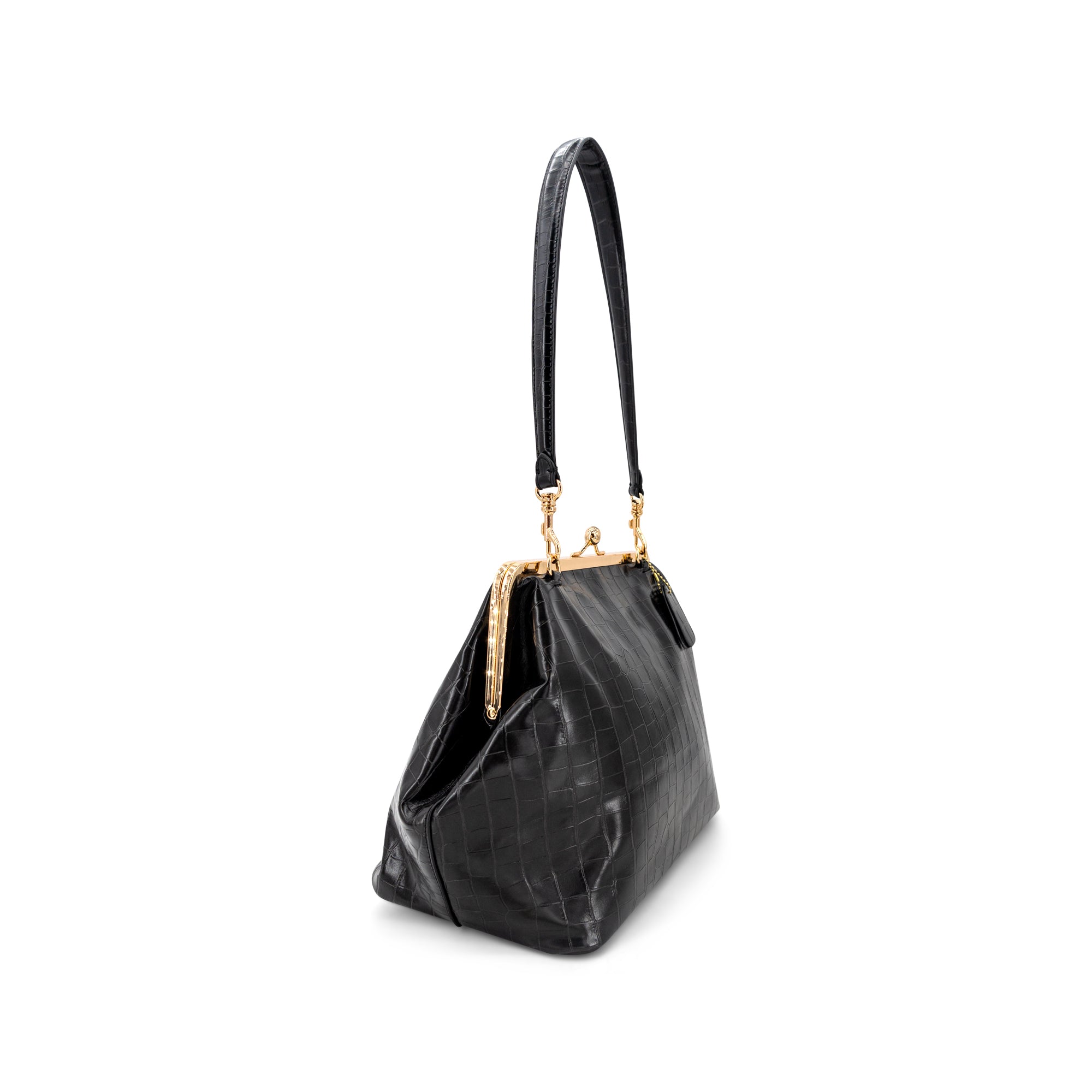 Miette Faux Croc Top Handle Clutch