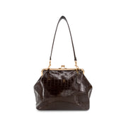 Miette Faux Croc Top Handle Clutch