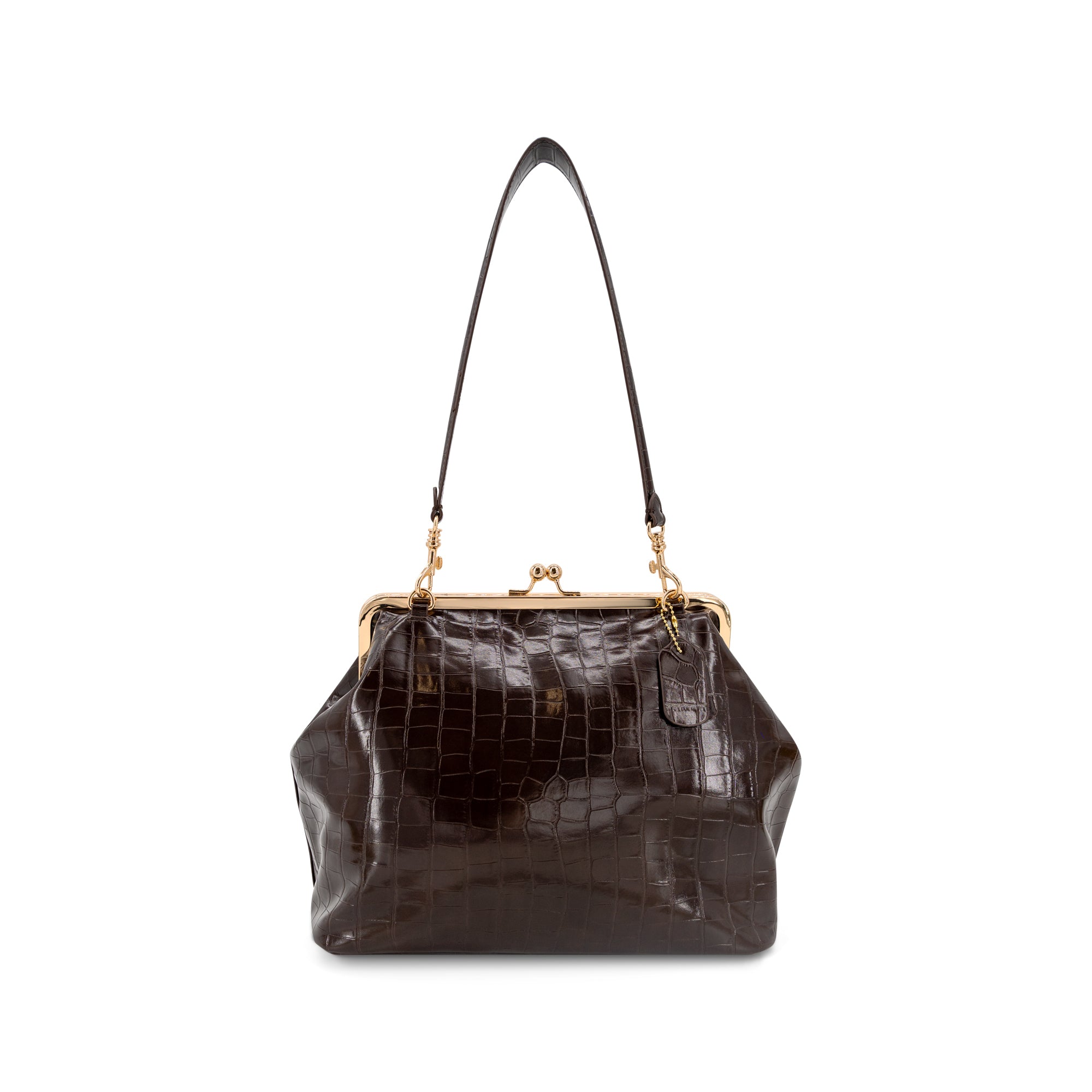 Miette Faux Croc Top Handle Clutch