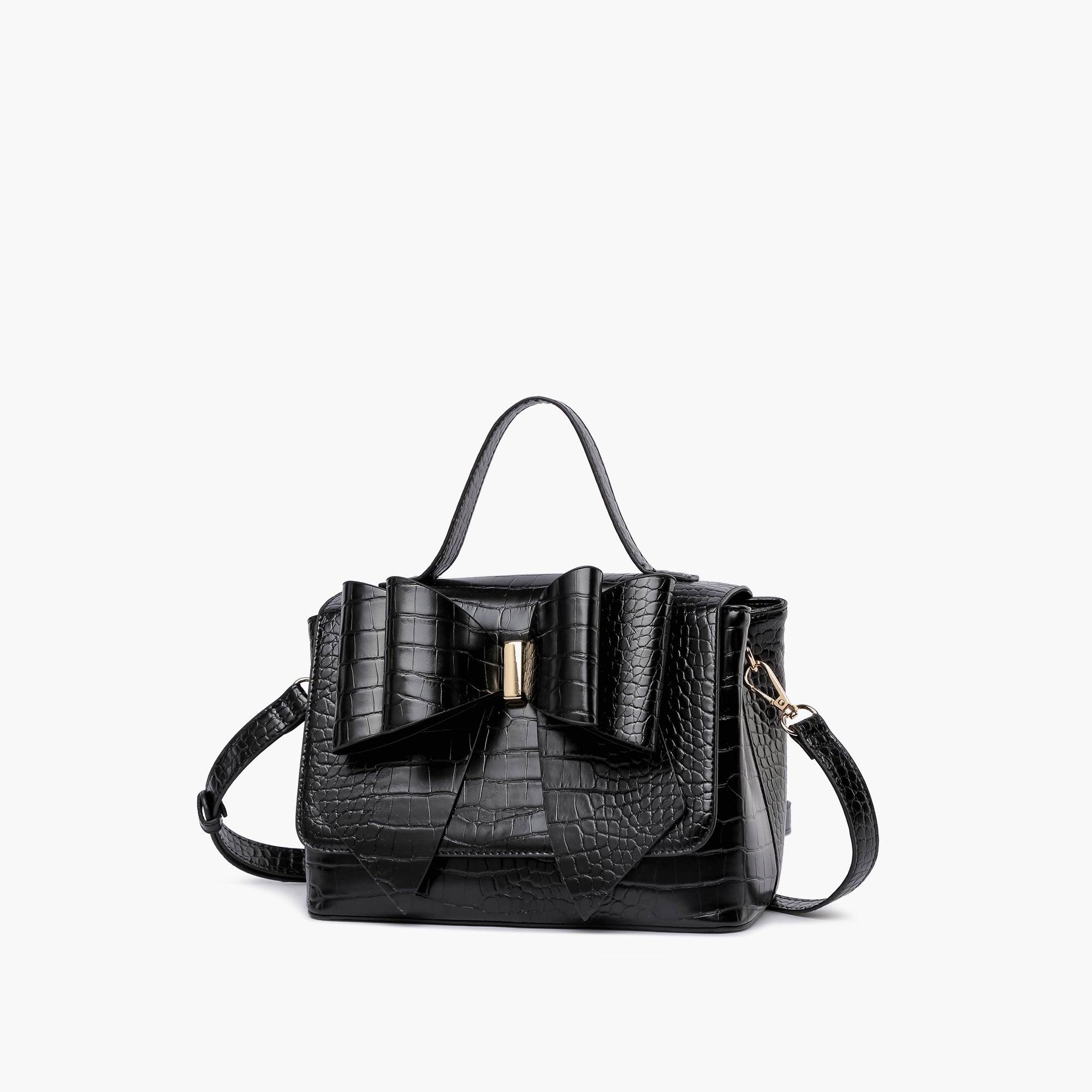 Celia Double Bowtie Vegan Embossed Crossbody Bag
