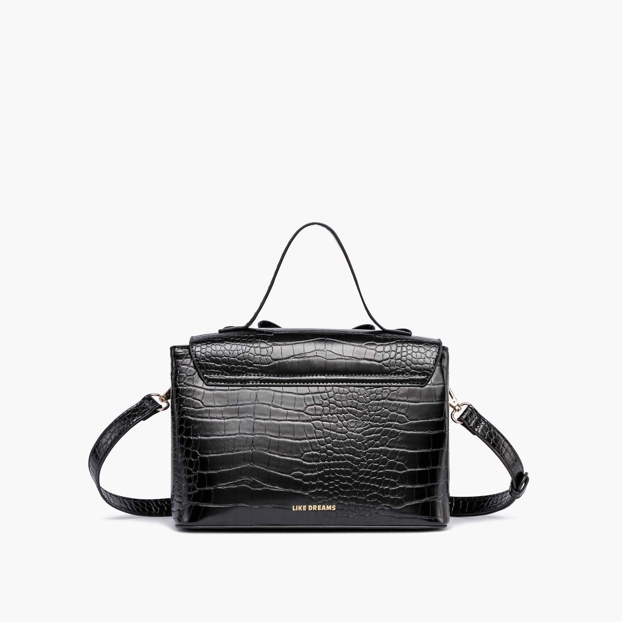 Celia Double Bowtie Vegan Embossed Crossbody Bag