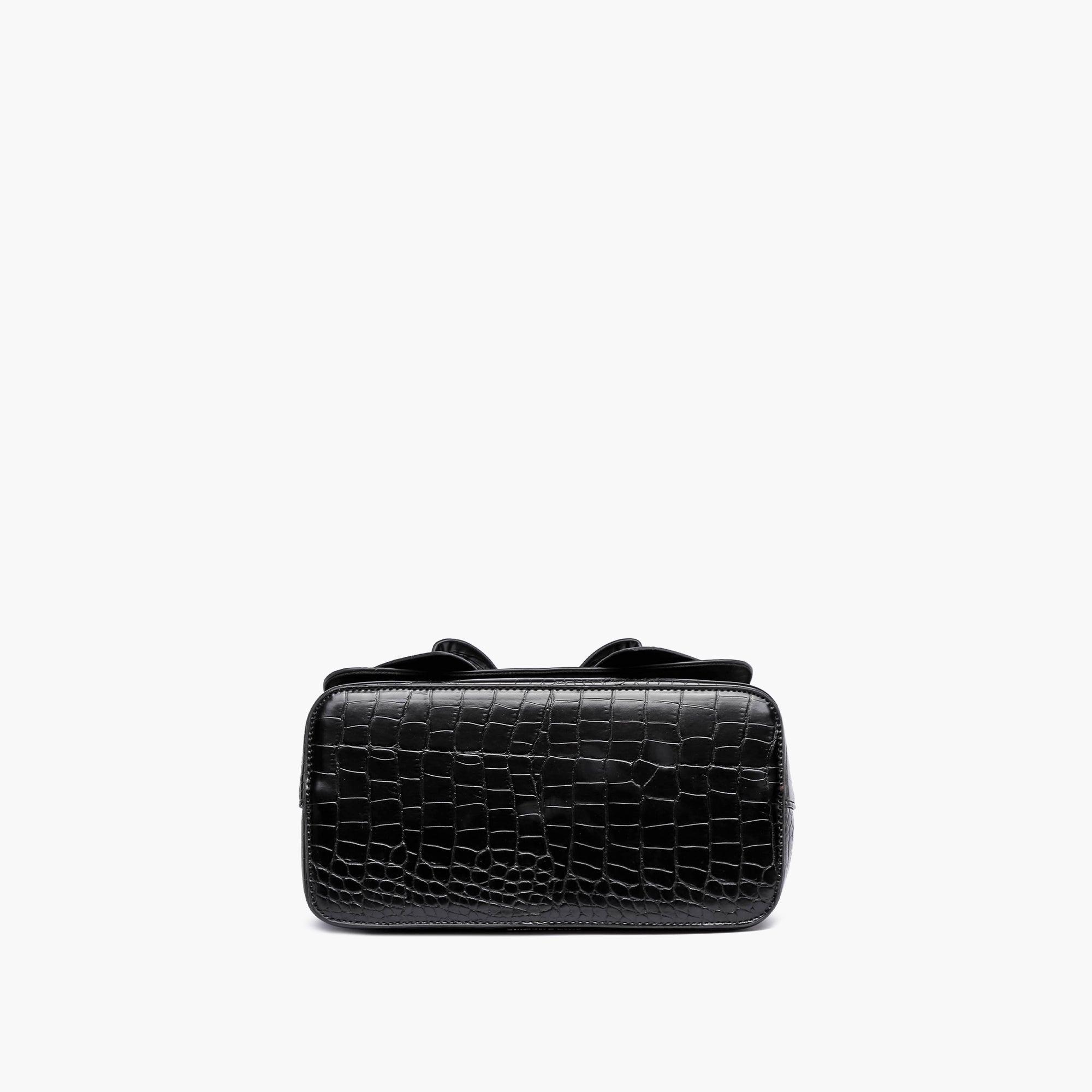 Celia Double Bowtie Vegan Embossed Crossbody Bag