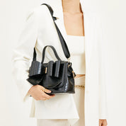 Celia Double Bowtie Vegan Embossed Crossbody Bag