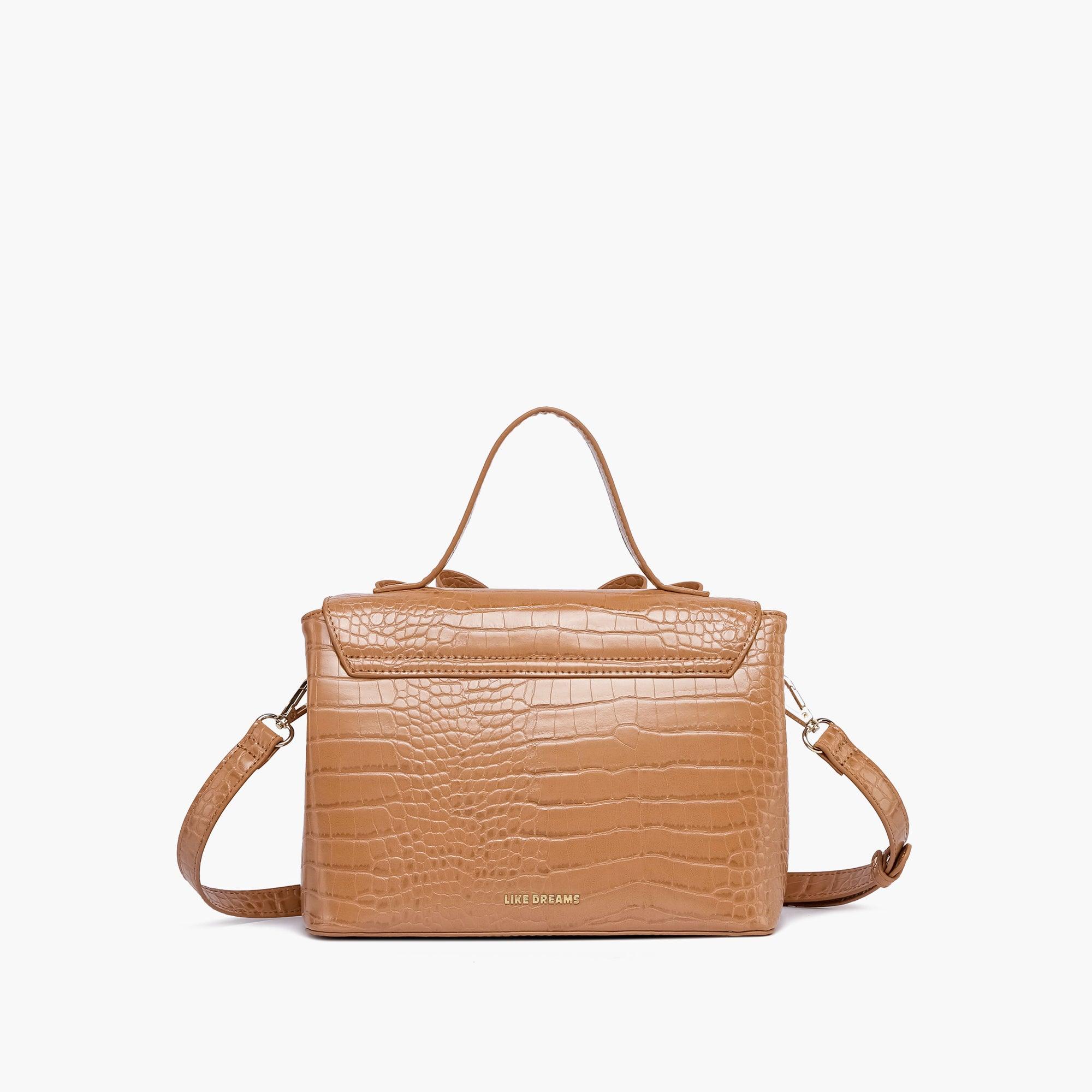 Celia Double Bowtie Vegan Embossed Crossbody Bag