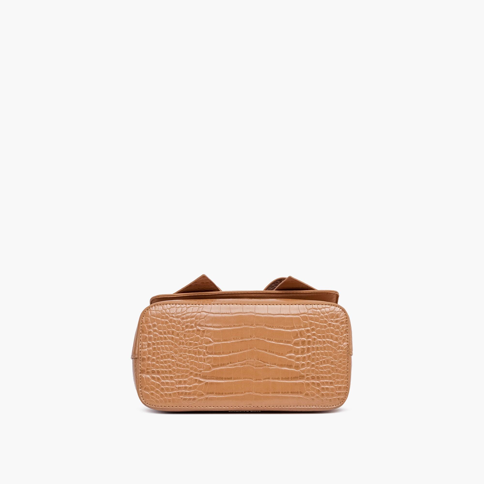 Celia Double Bowtie Vegan Embossed Crossbody Bag