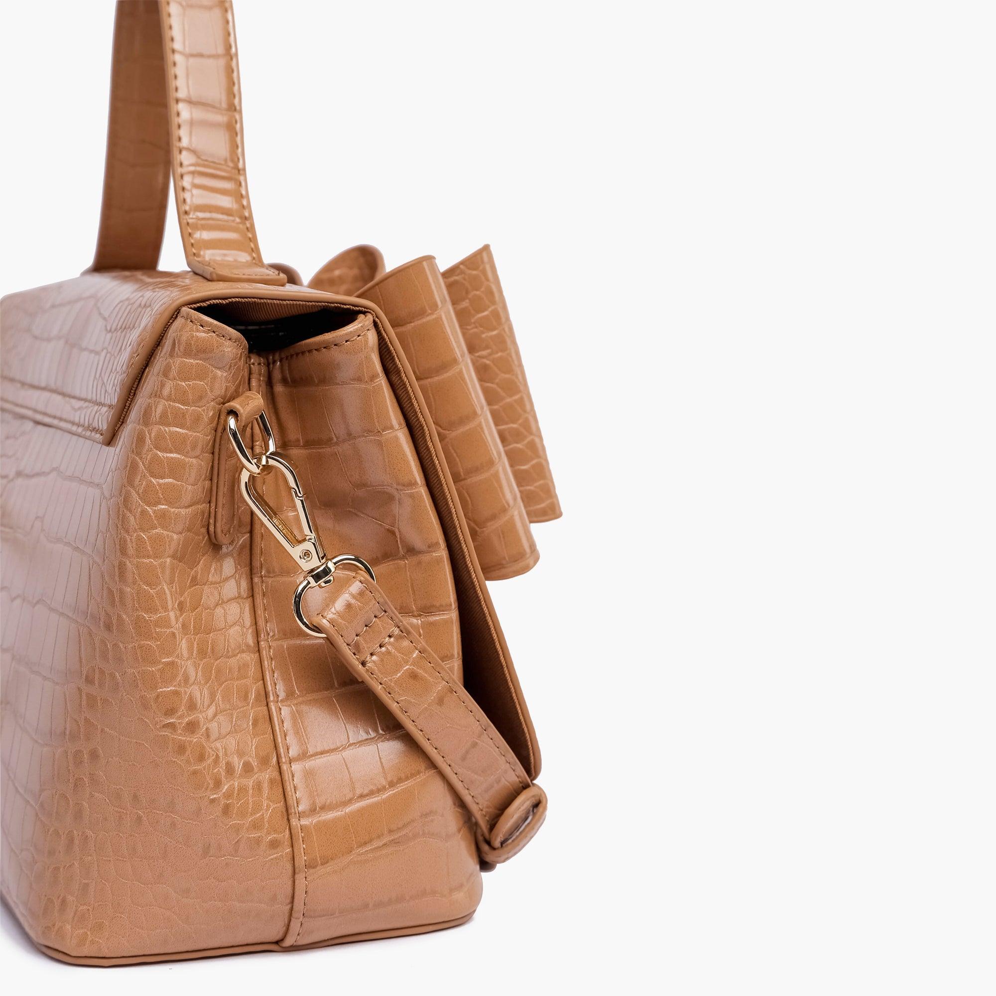Celia Double Bowtie Vegan Embossed Crossbody Bag