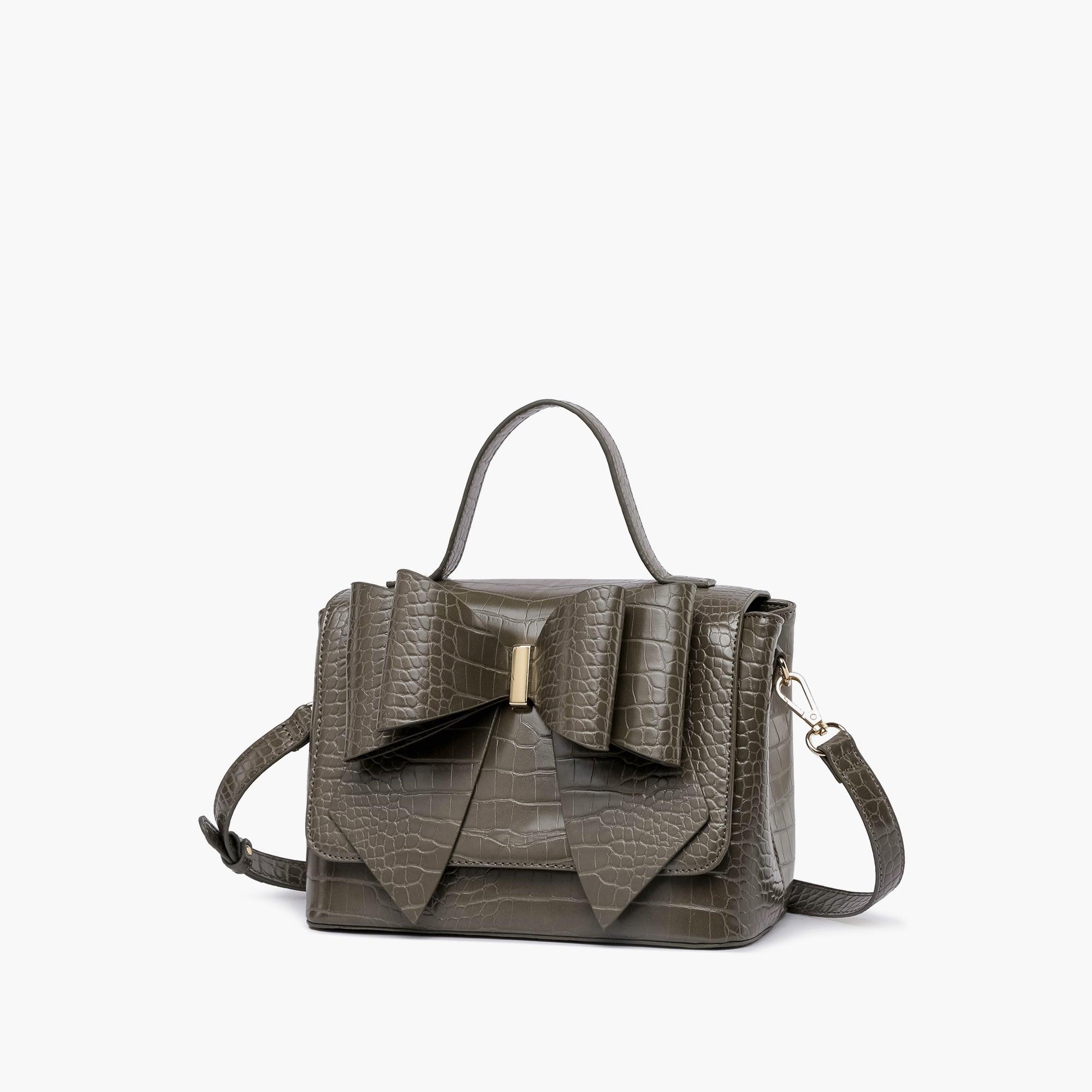 Celia Double Bowtie Vegan Embossed Crossbody Bag