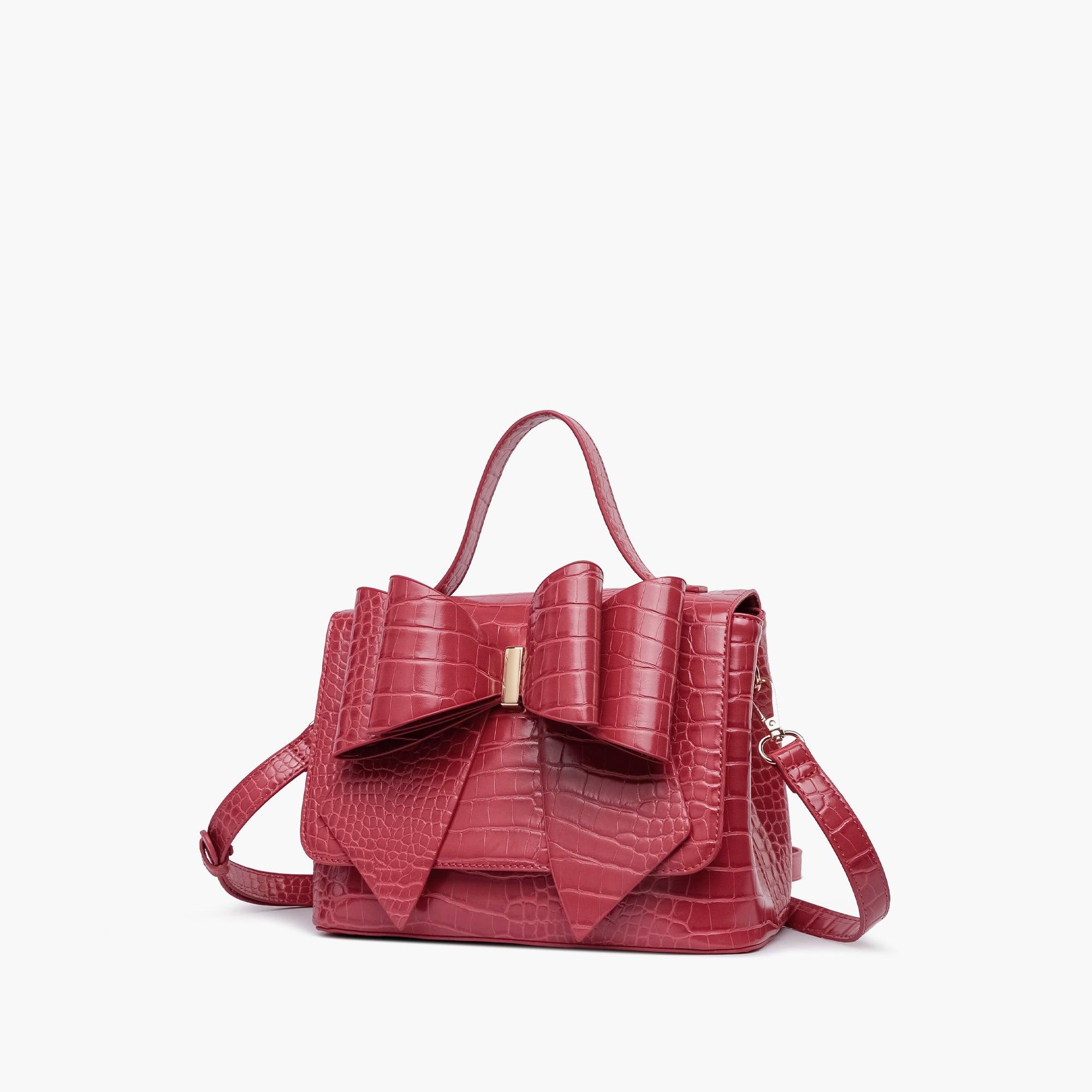 Celia Double Bowtie Vegan Embossed Crossbody Bag