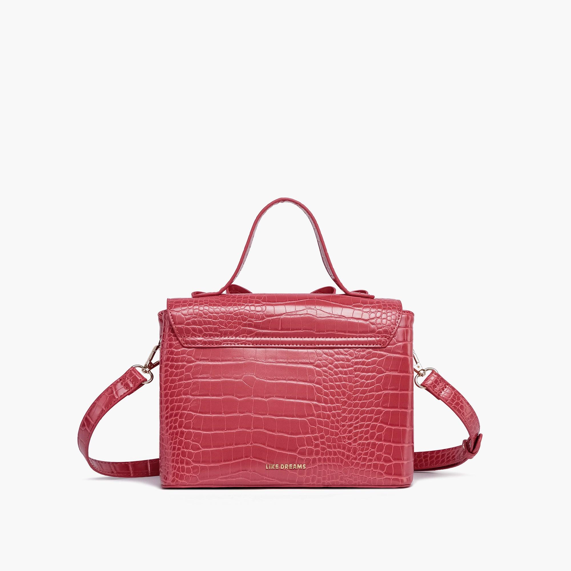 Celia Double Bowtie Vegan Embossed Crossbody Bag