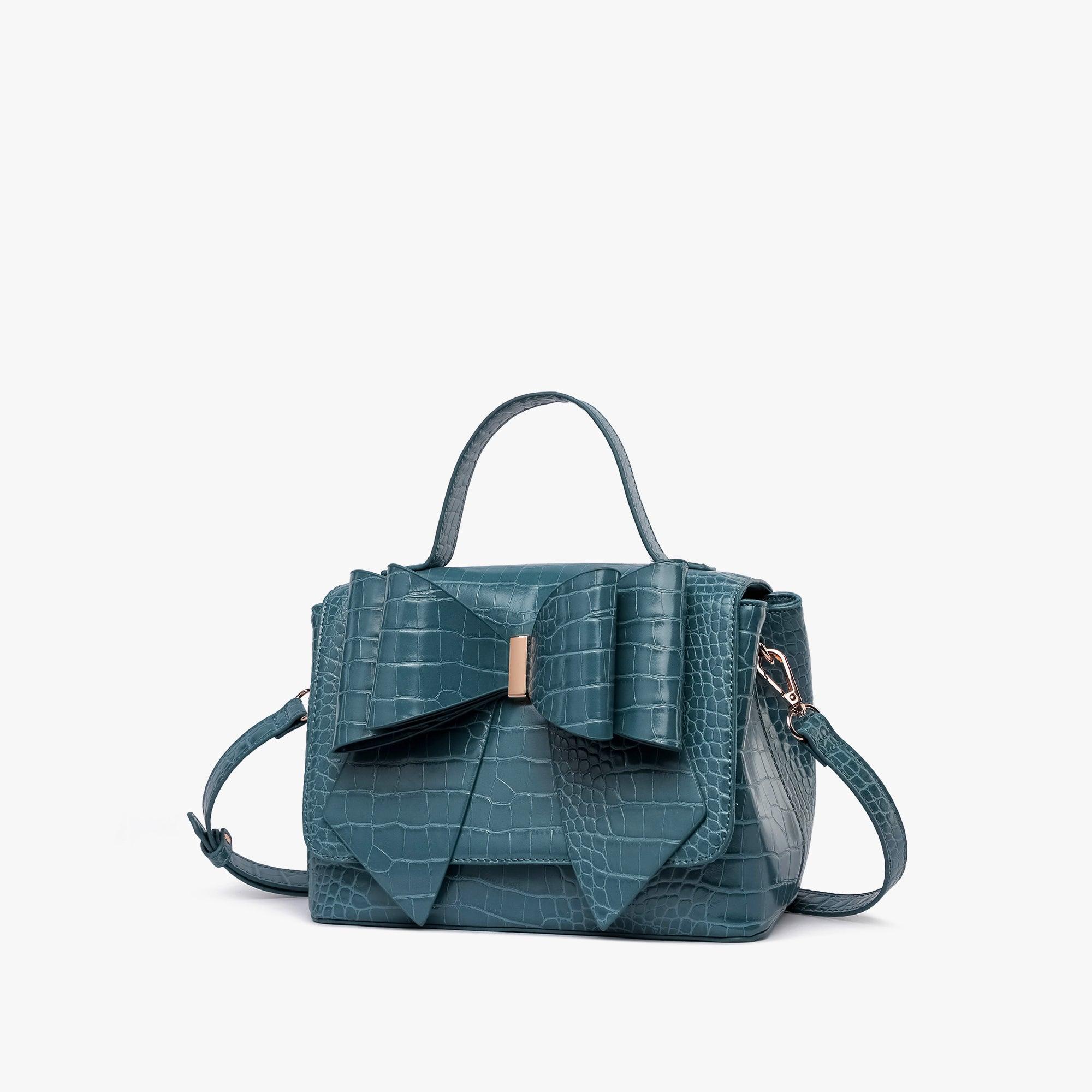 Celia Double Bowtie Vegan Embossed Crossbody Bag