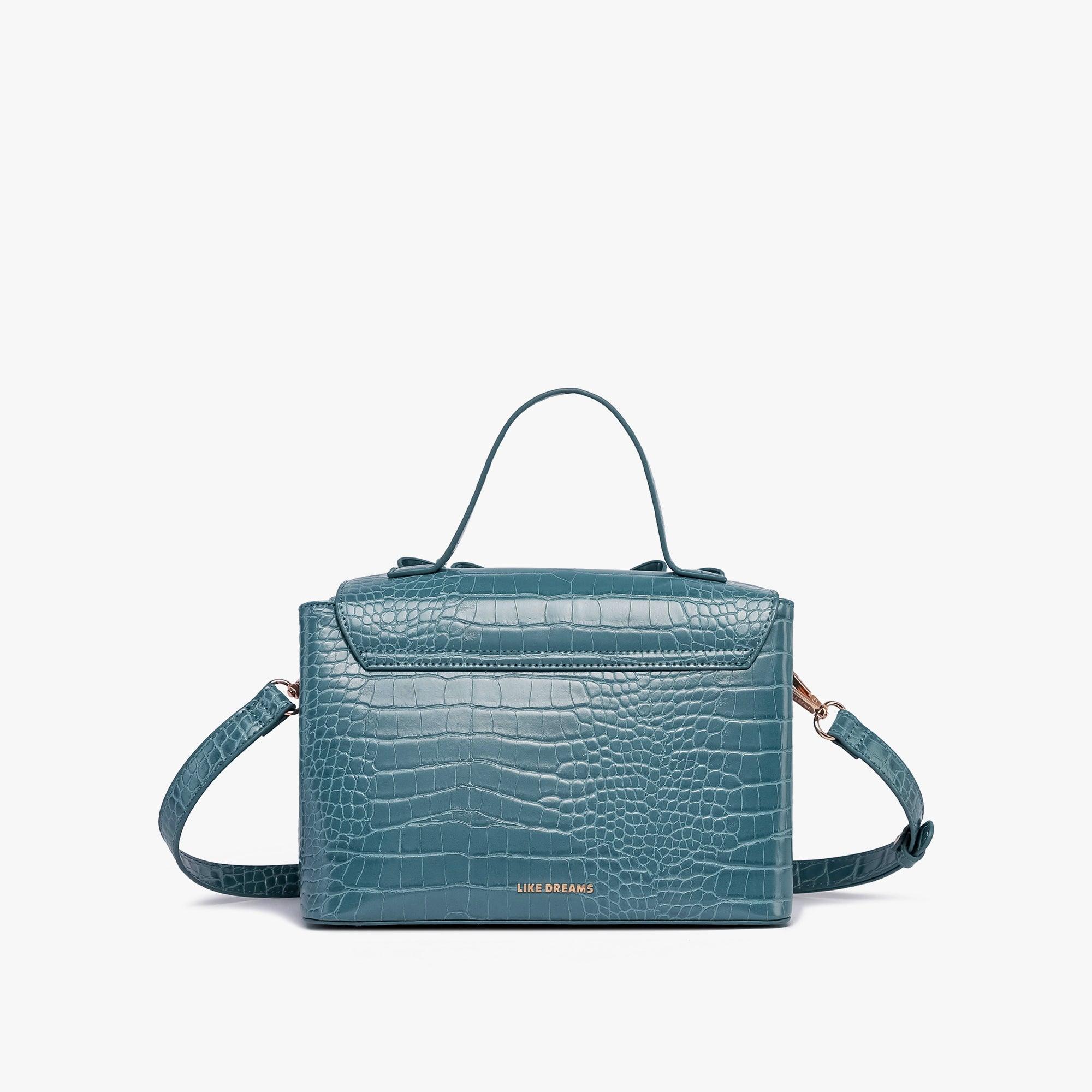 Celia Double Bowtie Vegan Embossed Crossbody Bag