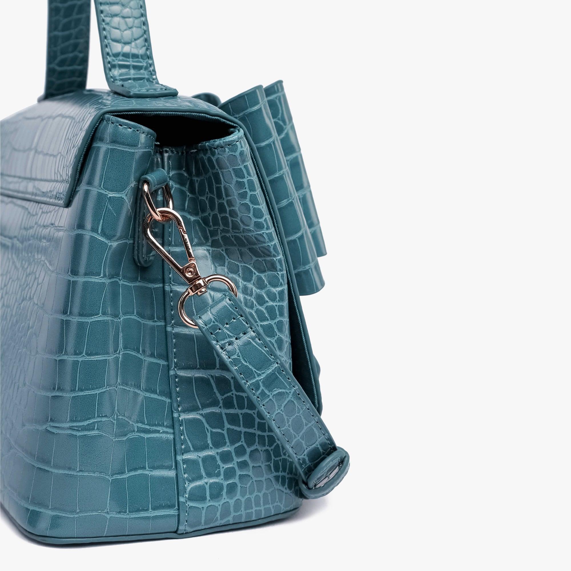 Celia Double Bowtie Vegan Embossed Crossbody Bag