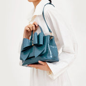 Celia Double Bowtie Vegan Embossed Crossbody Bag