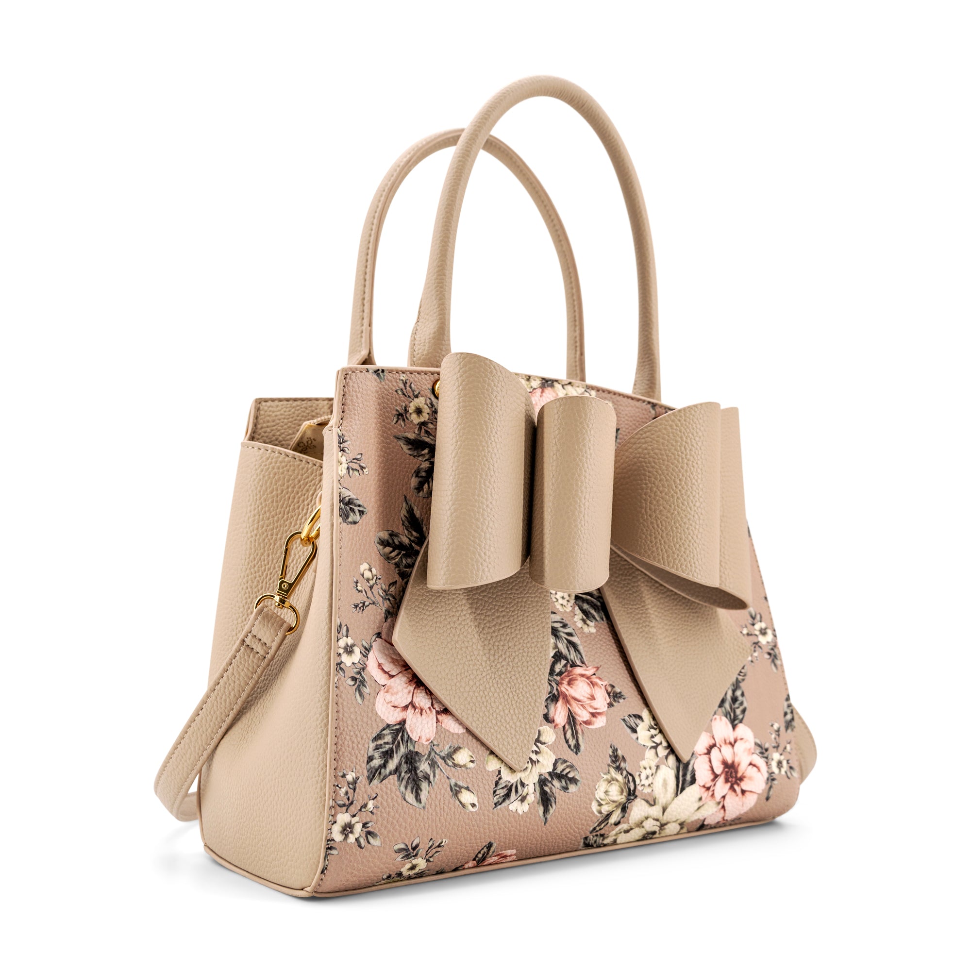Rosalie Bow Top Handle Satchel Bag-Floral Print