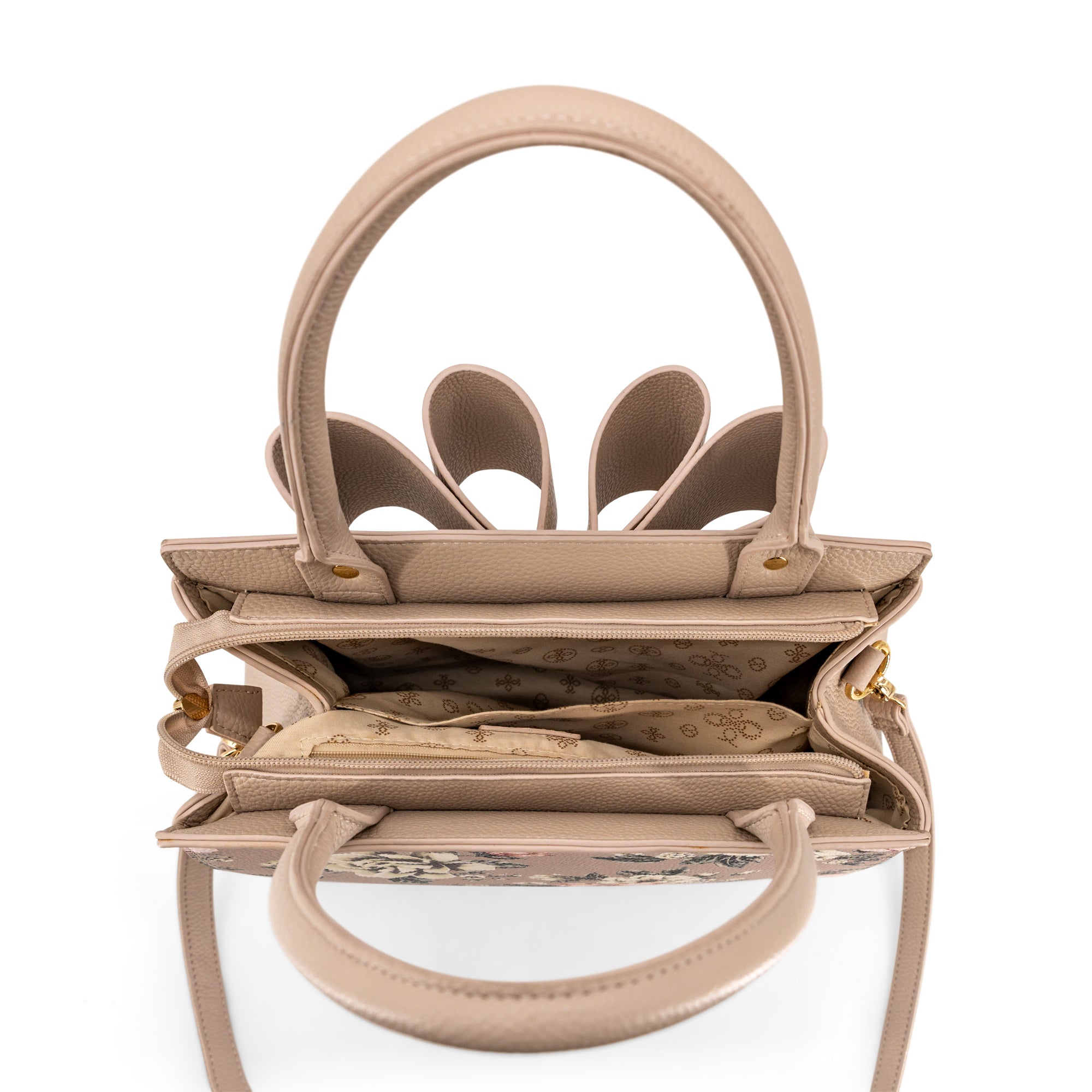 Rosalie Bow Top Handle Satchel Bag-Floral Print