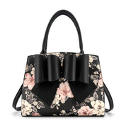 Rosalie Bow Top Handle Satchel Bag-Floral Print