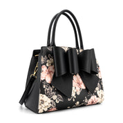 Rosalie Bow Top Handle Satchel Bag-Floral Print