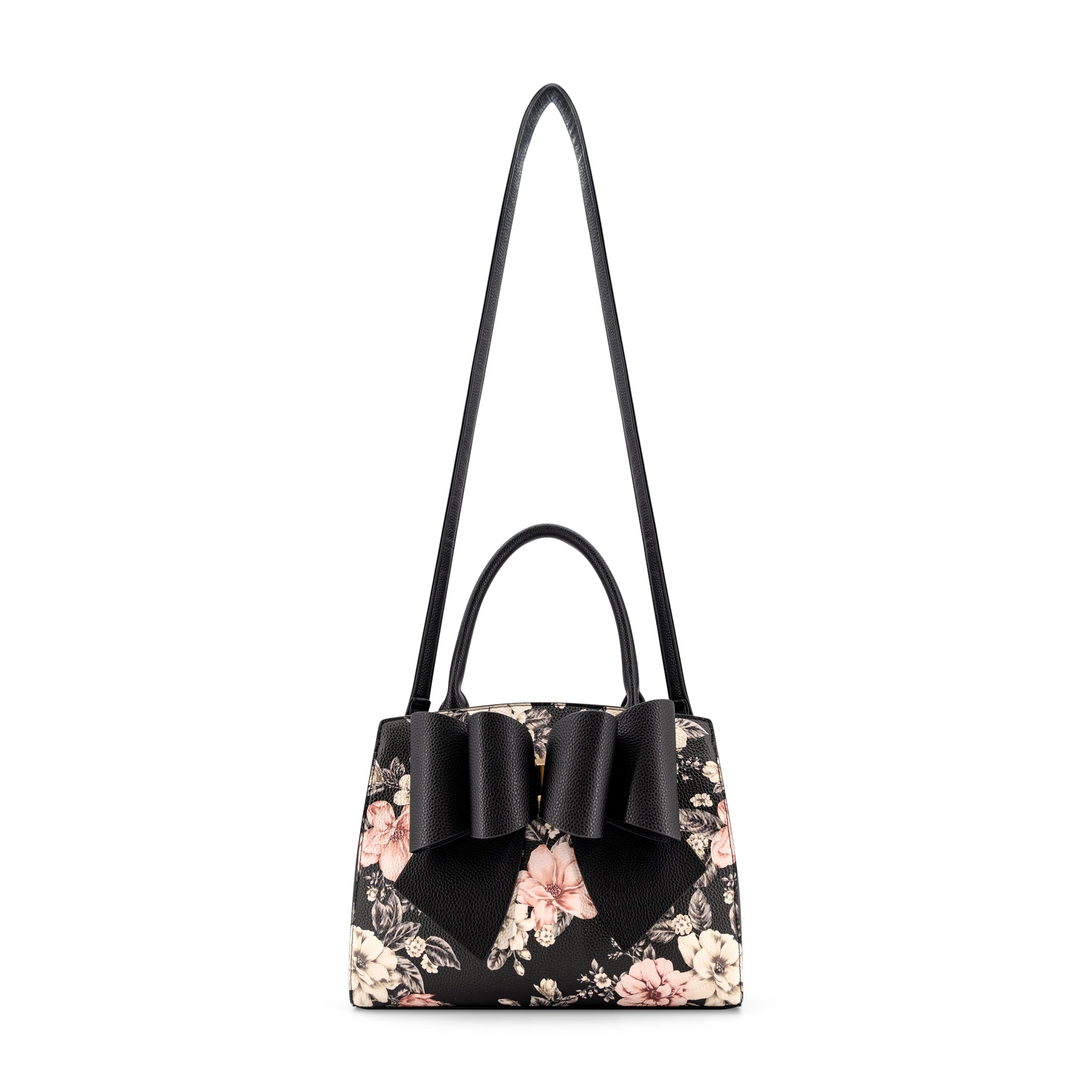 Rosalie Bow Top Handle Satchel Bag-Floral Print
