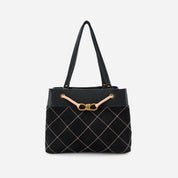 Velvet Knot Quilted Shoulder Tote Bag