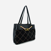 Velvet Knot Quilted Shoulder Tote Bag