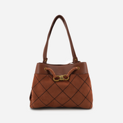 Velvet Knot Quilted Shoulder Tote Bag