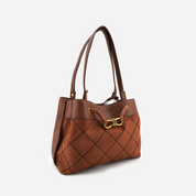 Velvet Knot Quilted Shoulder Tote Bag