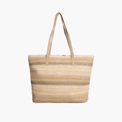 Oasis Striped Summer Straw Tote Bag