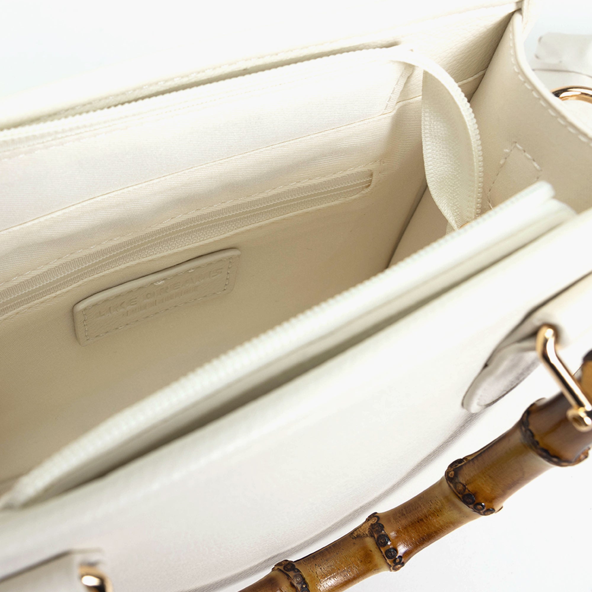 The Kate Wooden Handle Strap Satchel, White