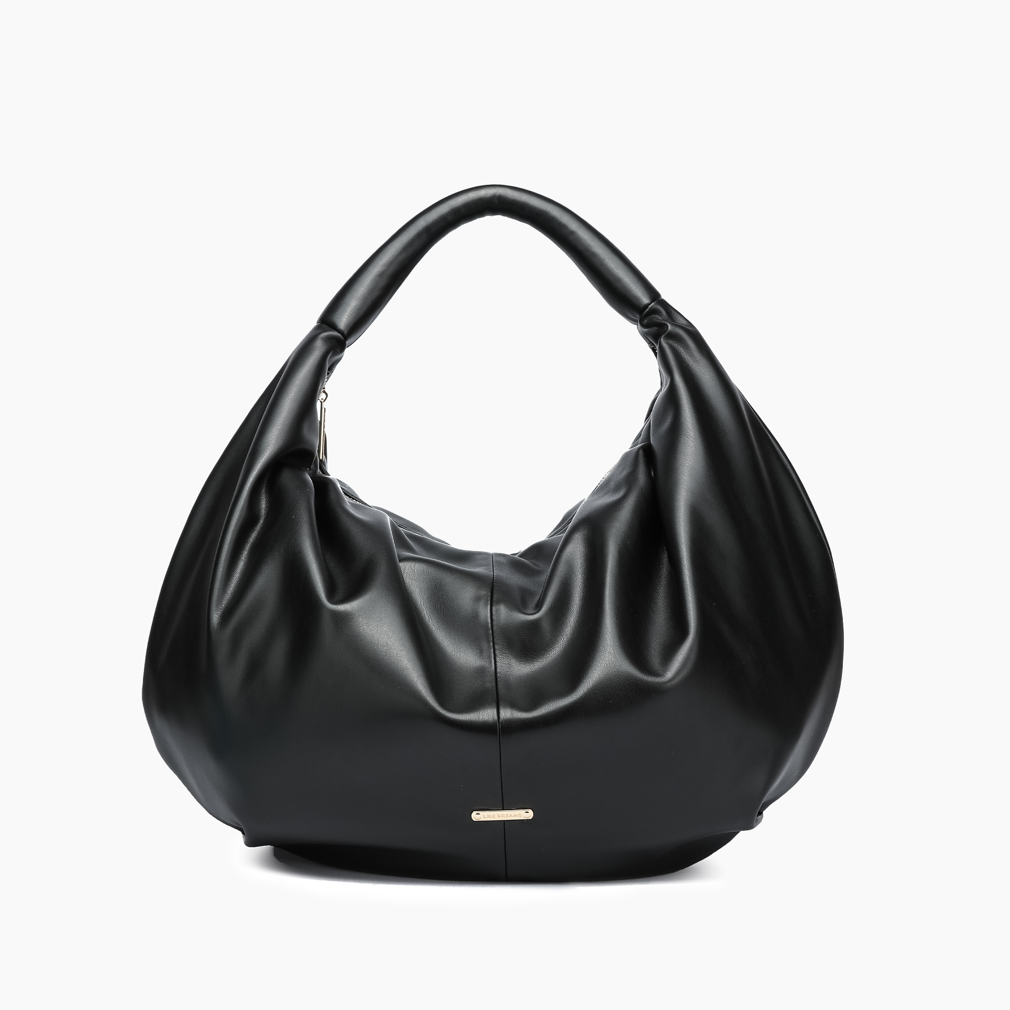 A black hobo tote bag