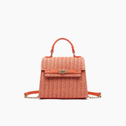 Neo Pastel Straw Crossbody Bag Orange