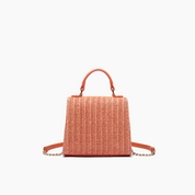 Neo Pastel Straw Crossbody Bag Orange
