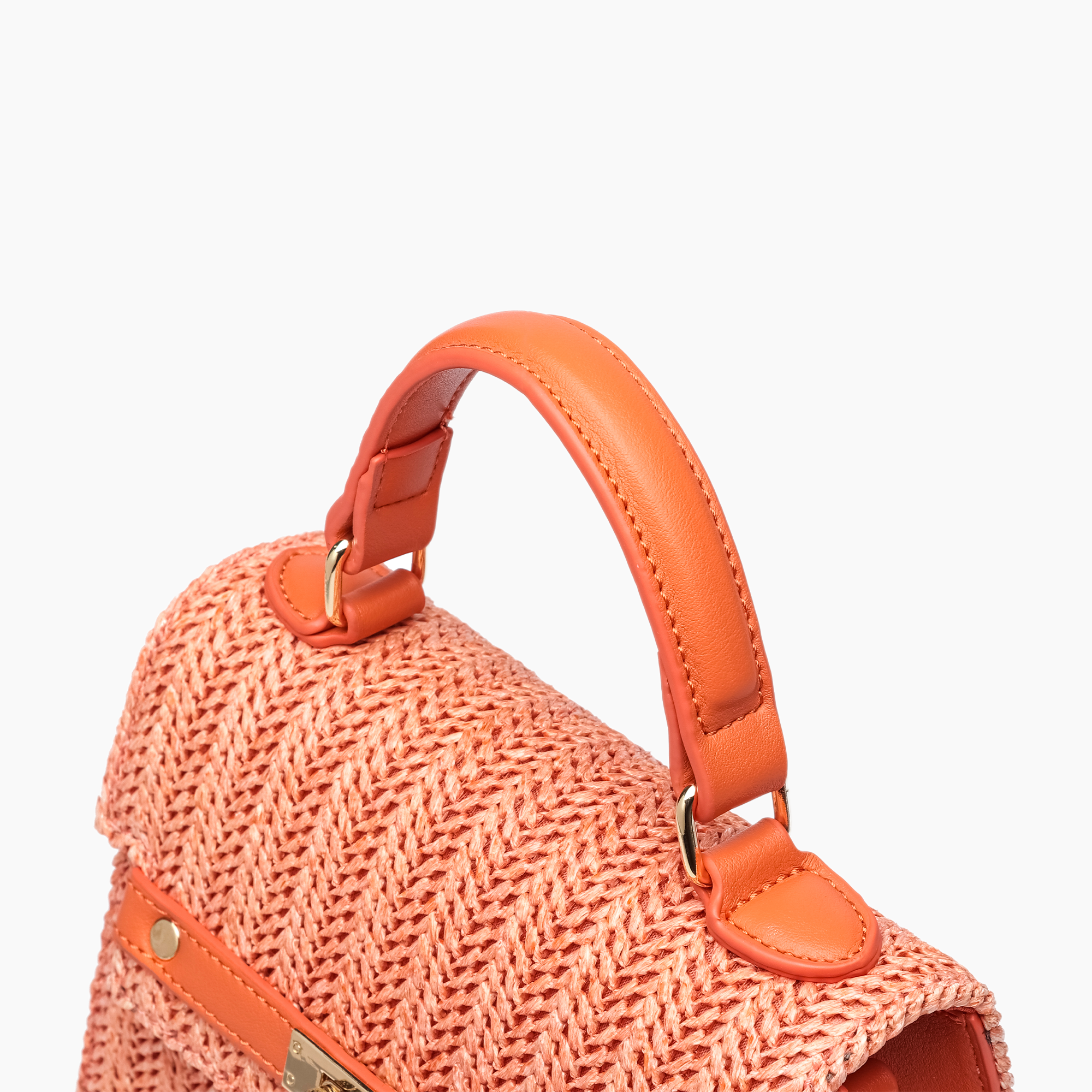 Neo Pastel Straw Crossbody Bag Orange