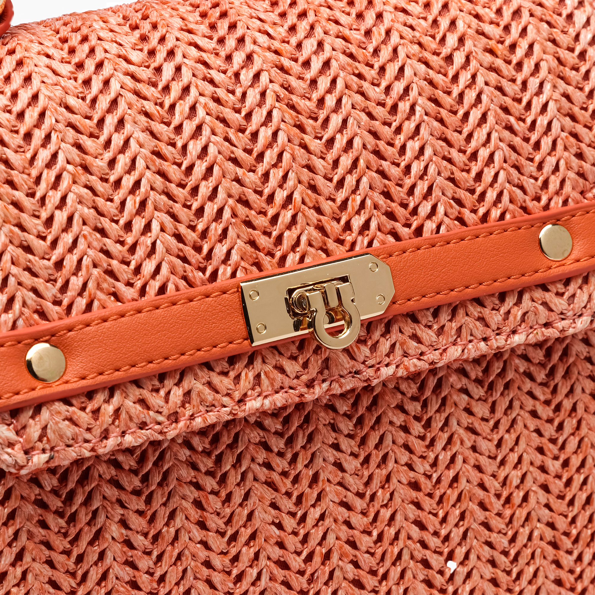 Neo Pastel Straw Crossbody Bag Orange